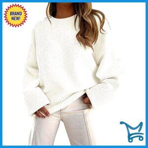 Oversized Chunky Pullover Sweater, Fuzzy Knit, Long Sleeve, 100% Polyester